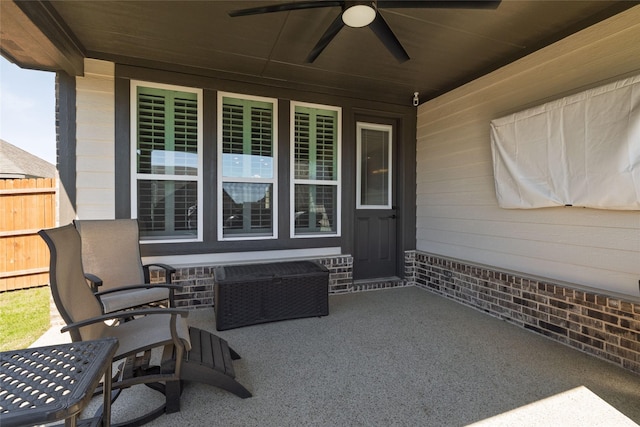 1705 Surrey Ct, Weatherford, TX 76087 - view of patio featuring a ceiling fan and fence