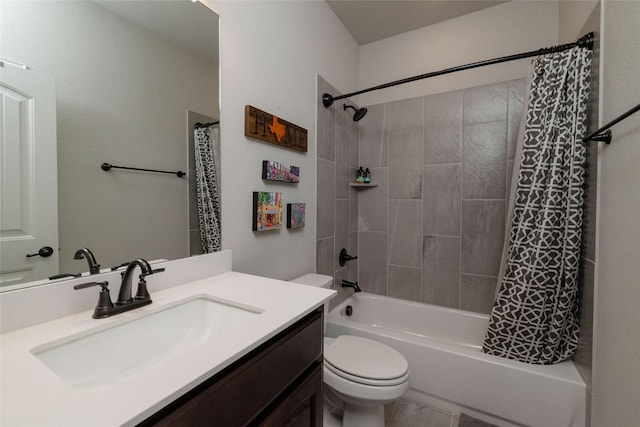 1705 Surrey Ct, Weatherford, TX 76087 - bathroom with toilet, shower / bath combo with shower curtain, and vanity