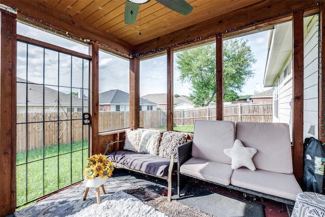 1727 Blacksmith Dr, Dallas, TX 75253 - sunroom featuring a ceiling fan, healthy amount of natural light, and a residential view