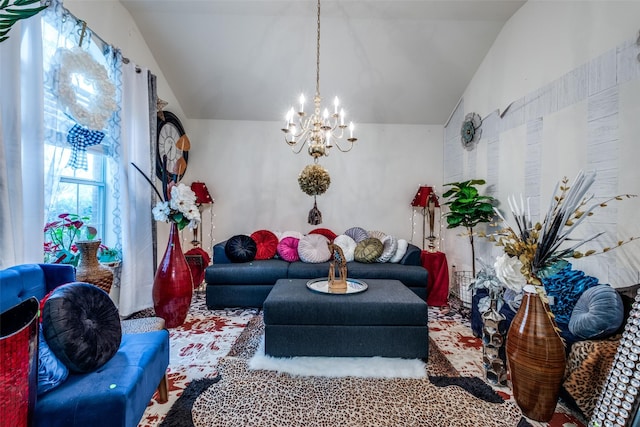 1727 Blacksmith Dr, Dallas, TX 75253 - living room with a chandelier and vaulted ceiling