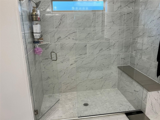 bathroom with a stall shower