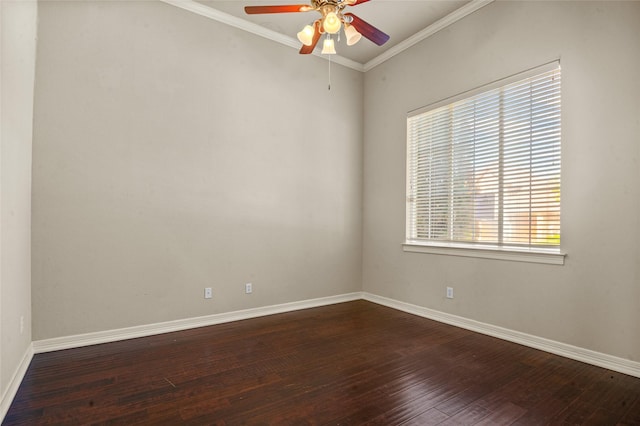 17 Wimbledon Ct, Heath, TX 75032 - unfurnished room featuring dark wood-style flooring, baseboards, ornamental molding, and ceiling fan
