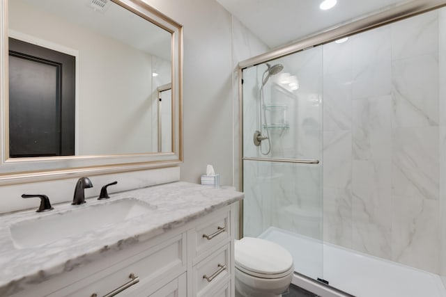 9 Southshore Cir, Star Harbor, TX 75148 - full bathroom featuring a stall shower, toilet, and vanity