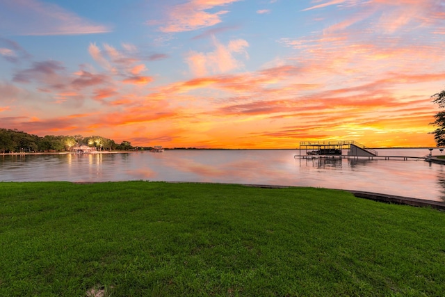 9 Southshore Cir, Star Harbor, TX 75148 - dock with a water view and a yard