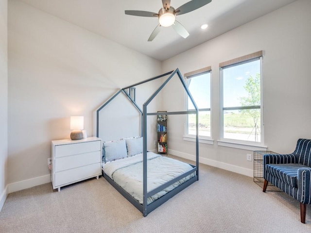4208 Sunrise Ln, Celina, TX 75078 - carpeted bedroom with baseboards, ceiling fan, and recessed lighting