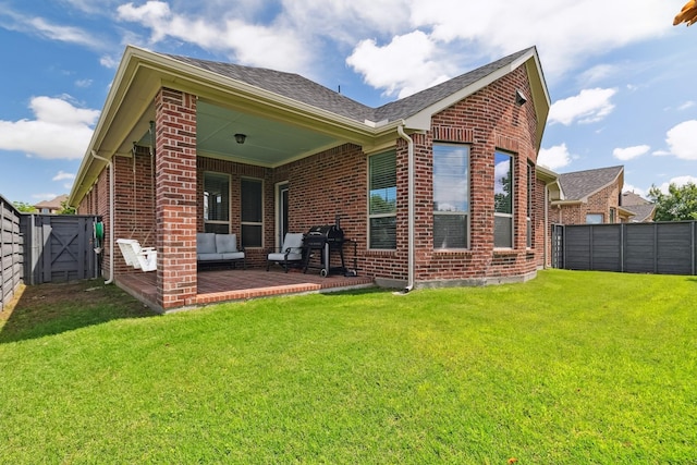 804 Countryside Way, Little Elm, TX 76227 - rear view of house with brick siding, a patio area, a gate, and a shingled roof