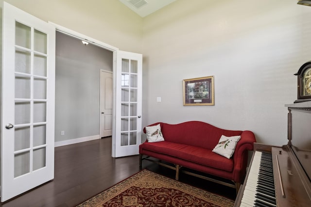 804 Countryside Way, Little Elm, TX 76227 - sitting room featuring french doors, wood finished floors, and baseboards