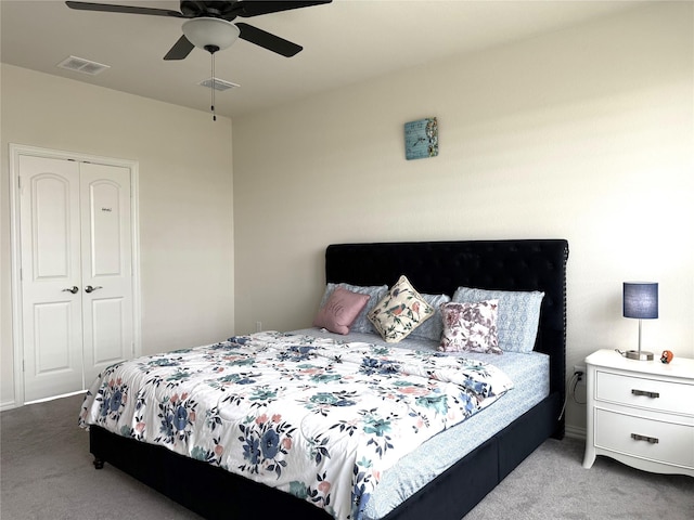 3340 Sorghum Way, Mckinney, TX 75071 - bedroom with carpet flooring, a closet, and a ceiling fan