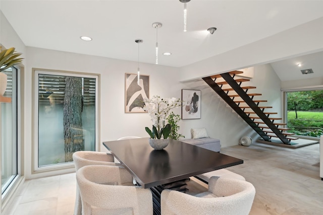 957 Easton Pl, Dallas, TX 75218 - dining room featuring stairway and recessed lighting