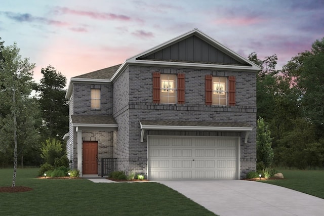 362 Fire Rock Dr, Royse City, TX 75189 - view of front of property featuring brick siding, driveway, a garage, and a yard