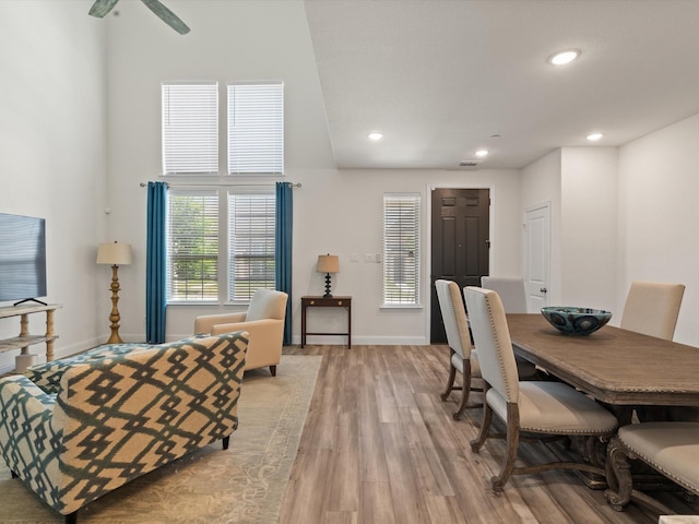7335 Panicum Dr, Frisco, TX 75033 - dining room with light wood-type flooring, recessed lighting, and baseboards