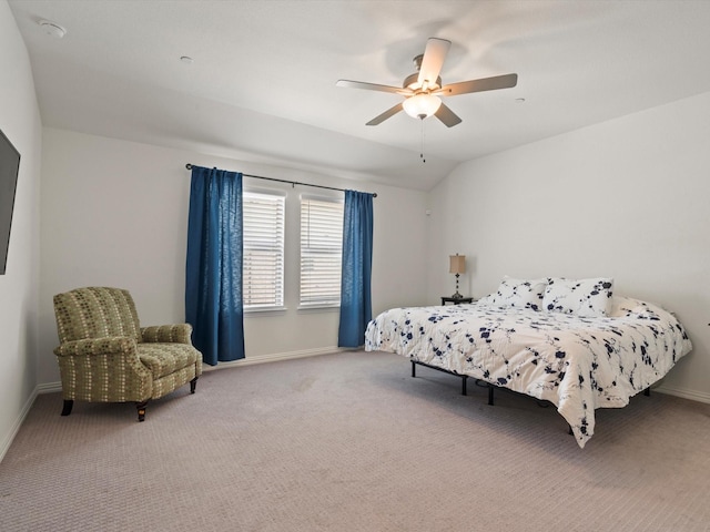 7335 Panicum Dr, Frisco, TX 75033 - bedroom with baseboards, carpet, ceiling fan, and lofted ceiling