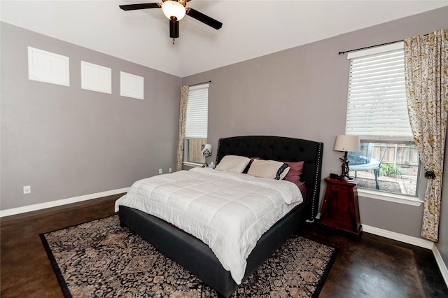 517 N 2nd St, Midlothian, TX 76065 - bedroom with baseboards, concrete flooring, and ceiling fan