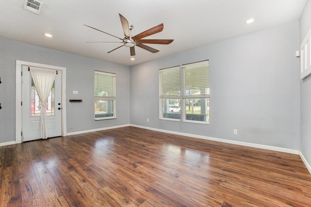 301 Sycamore St, Bardwell, TX 75101 - entrance foyer featuring ceiling fan, wood finished floors, baseboards, and recessed lighting