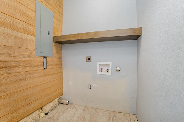 301 Sycamore St, Bardwell, TX 75101 - washroom with electric dryer hookup, electric panel, washer hookup, and hookup for a gas dryer