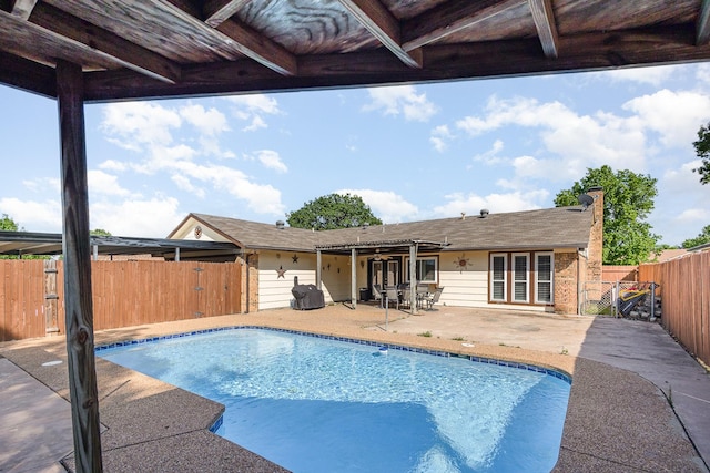 3105 Kensington Dr, Mesquite, TX 75150 - view of swimming pool with a patio, ceiling fan, and a fenced backyard