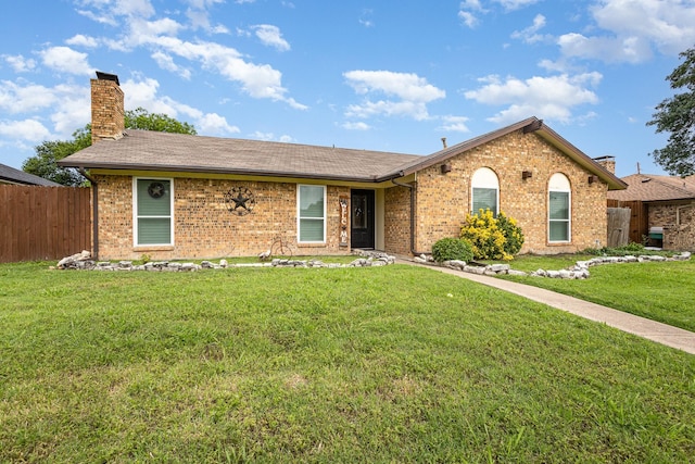 3105 Kensington Dr, Mesquite, TX 75150 - ranch-style home featuring brick siding, a chimney, and roof with shingles