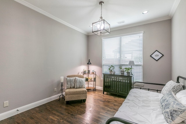 1061 Circle J Trl, Prosper, TX 75078 - bedroom featuring baseboards, wood finished floors, a chandelier, crown molding, and recessed lighting