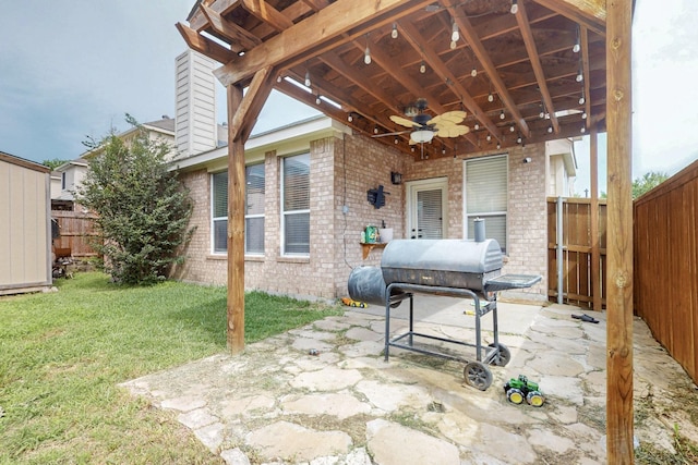 1942 Garrison Way, Garland, TX 75040 - view of patio with ceiling fan and grilling area