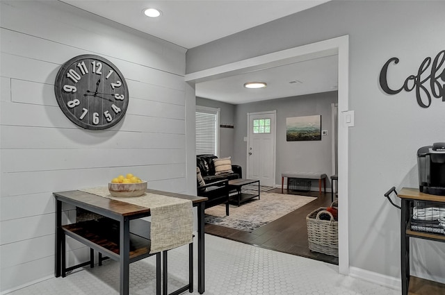 514 W Baker St, Denison, TX 75020 - home office with wooden walls, recessed lighting, and baseboards