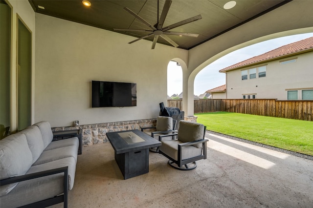 2813 Dorset, The Colony, TX 75056 - view of patio / terrace featuring an outdoor living space and ceiling fan