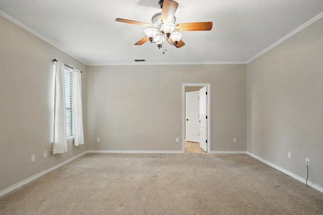 146 Country Oaks Rd, Clyde, TX 79510 - unfurnished room featuring ceiling fan, light carpet, ornamental molding, and baseboards