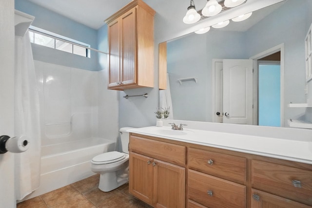 146 Country Oaks Rd, Clyde, TX 79510 - bathroom featuring tile patterned floors, toilet, vanity, and shower / bathtub combination