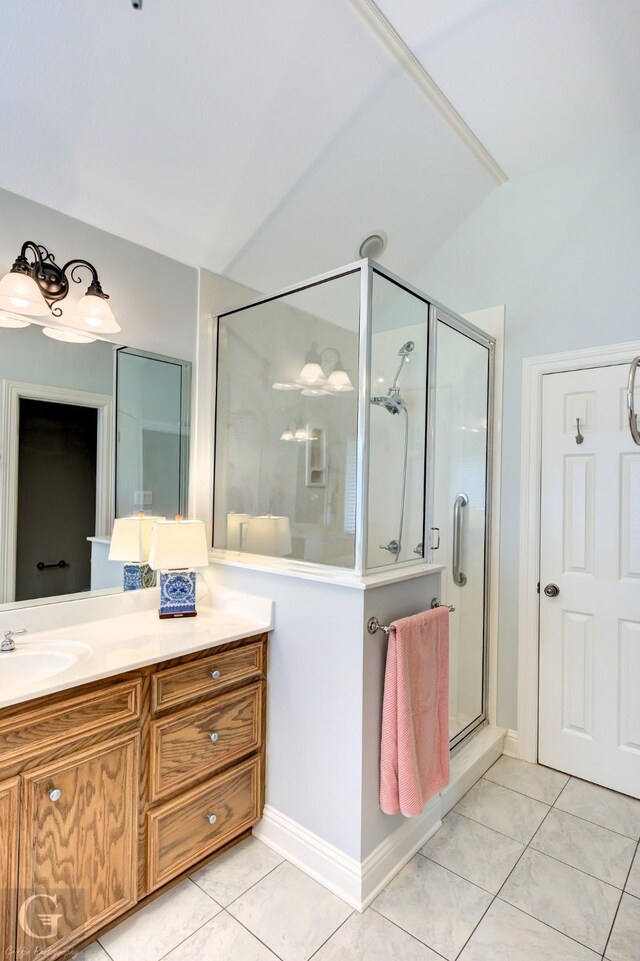 2116 Landau Ln, Bossier City, LA 71111 - full bath with vanity, tile patterned floors, a shower stall, and baseboards