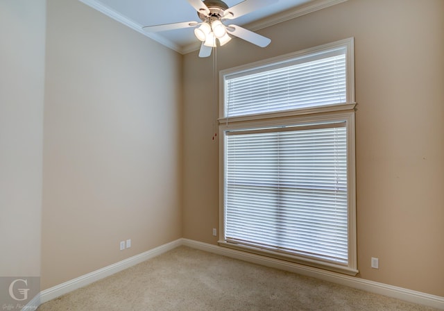 2116 Landau Ln, Bossier City, LA 71111 - carpeted empty room featuring ornamental molding, baseboards, and ceiling fan