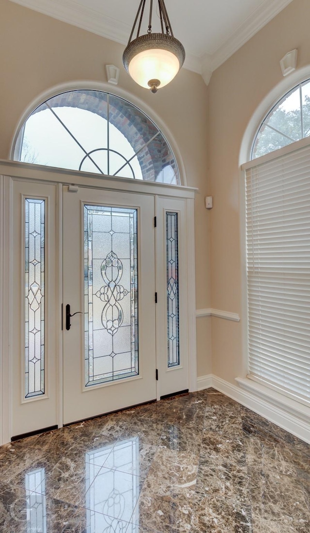 2116 Landau Ln, Bossier City, LA 71111 - entryway with marble tiled flooring and crown molding