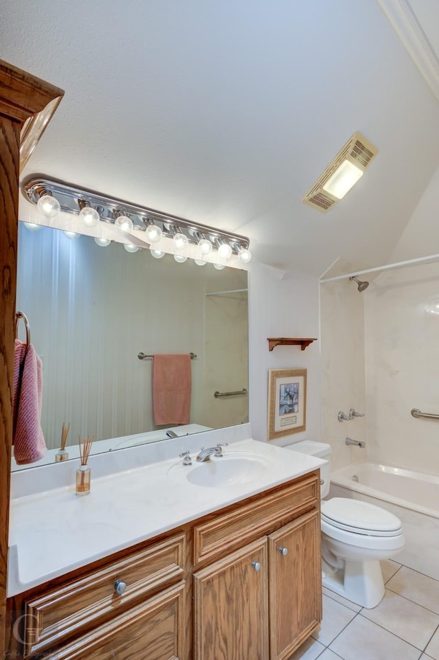 2116 Landau Ln, Bossier City, LA 71111 - bathroom featuring toilet, tile patterned floors, vanity, and  shower combination