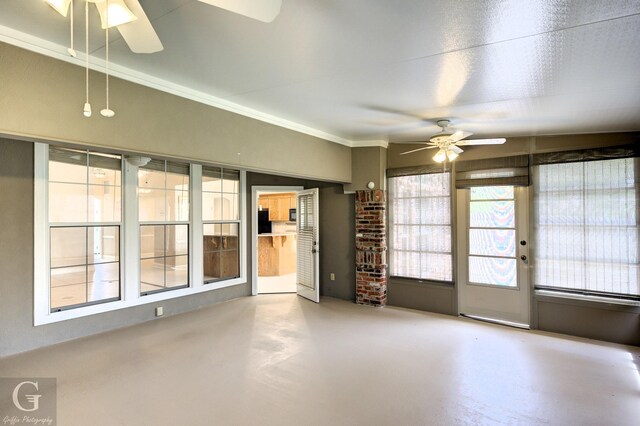 2116 Landau Ln, Bossier City, LA 71111 - unfurnished room with ceiling fan, concrete floors, and crown molding