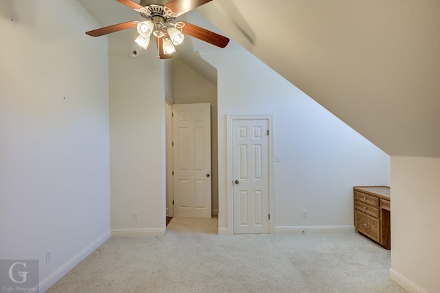 2116 Landau Ln, Bossier City, LA 71111 - bonus room with a ceiling fan, carpet floors, vaulted ceiling, and baseboards