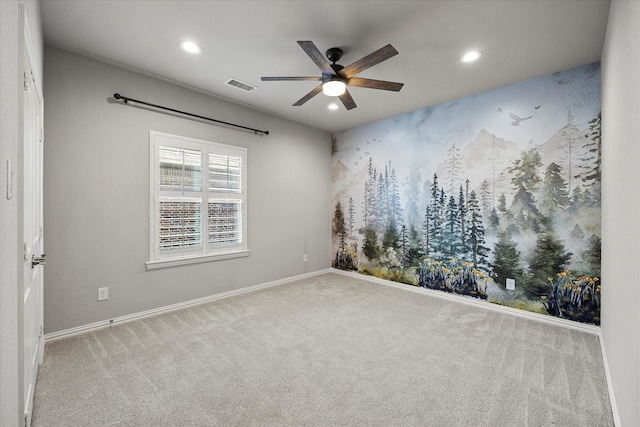 403 Conifer Ln, Allen, TX 75013 - carpeted empty room featuring ceiling fan, recessed lighting, and baseboards