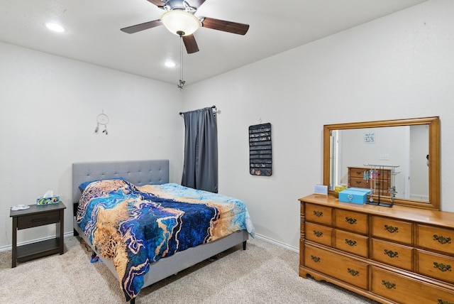 1142 Story Book Ln, Weatherford, TX 76086 - bedroom featuring light carpet, baseboards, and ceiling fan