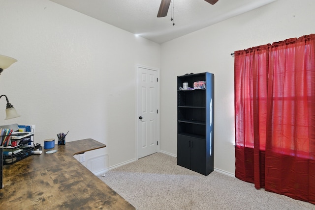 1142 Story Book Ln, Weatherford, TX 76086 - unfurnished office with a ceiling fan, carpet floors, and baseboards