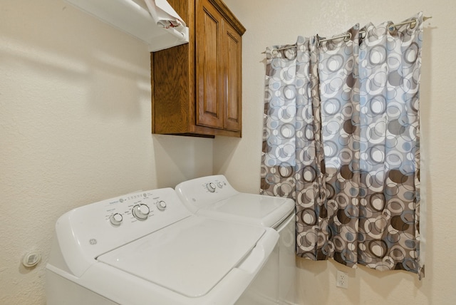 1142 Story Book Ln, Weatherford, TX 76086 - clothes washing area featuring independent washer and dryer and cabinet space