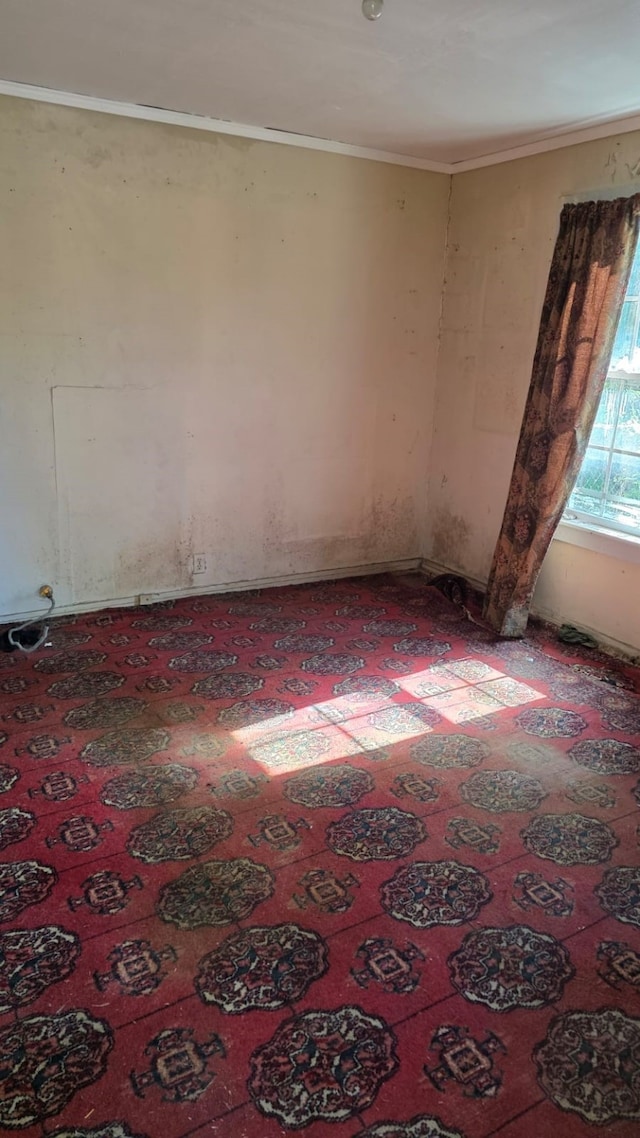 unfurnished room with crown molding
