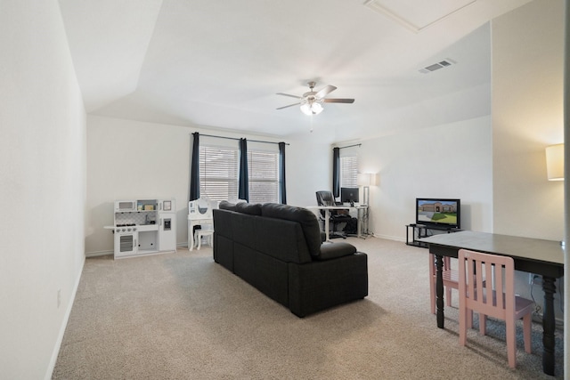 3934 Faulkner Ave, Celina, TX 76227 - living room featuring ceiling fan, carpet, and baseboards