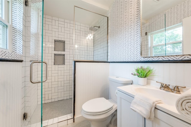 2810 Sunny Hill Ln, Farmers Branch, TX 75234 - bathroom featuring vanity, a shower stall, and tile patterned floors