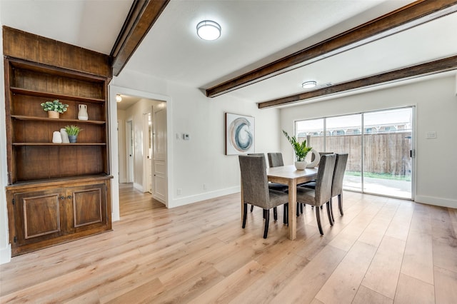 2810 Sunny Hill Ln, Farmers Branch, TX 75234 - dining room featuring beam ceiling and light wood-type flooring