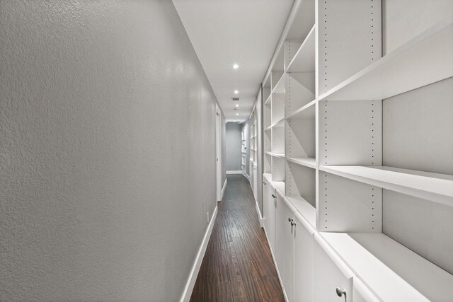 6211 W NW Unit 701, Dallas, TX 75225 - hall with dark wood-type flooring, baseboards, and recessed lighting