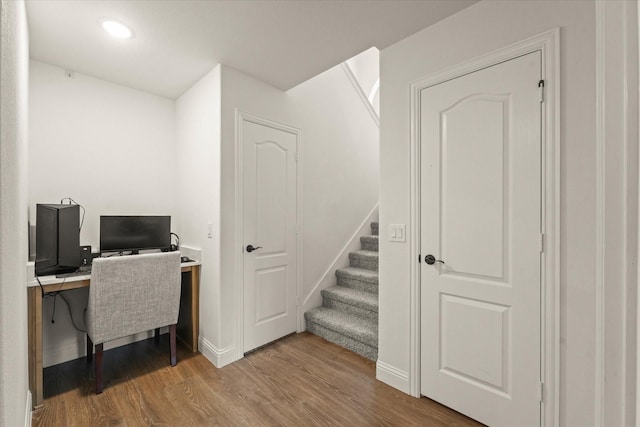 512 Navo Rd, Little Elm, TX 75068 - home office with light wood-style flooring, baseboards, and recessed lighting