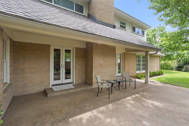 view of patio / terrace featuring french doors