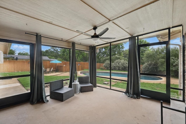 4816 Reynolds Rd, North Richland Hills, TX 76180 - unfurnished sunroom featuring ceiling fan