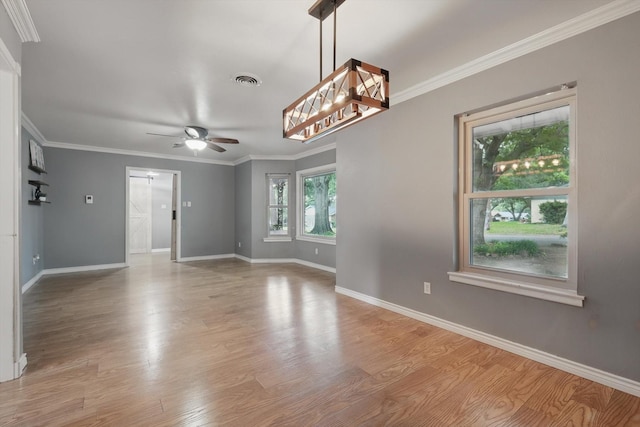 4816 Reynolds Rd, North Richland Hills, TX 76180 - unfurnished room featuring ceiling fan, wood finished floors, baseboards, and ornamental molding