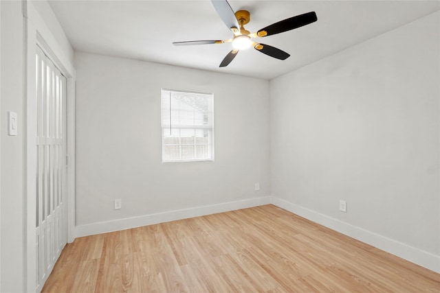 1608 Carolyn St, Irving, TX 75061 - unfurnished bedroom featuring baseboards, light wood-type flooring, a closet, and a ceiling fan