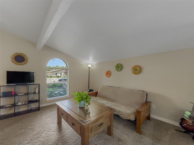 living area with carpet flooring and baseboards