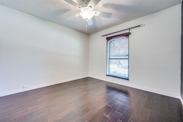 1600 Railhead Pl, Carrollton, TX 75007 - unfurnished room featuring ceiling fan, dark wood finished floors, a textured ceiling, and baseboards