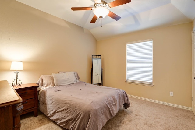 12332 Green Ash Dr, Fort Worth, TX 76244 - bedroom with lofted ceiling, light colored carpet, baseboards, and a ceiling fan